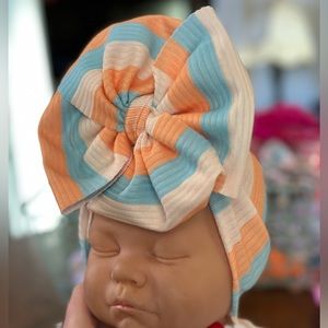 Handmade Baby Creamsicile Striped Messy HeadWrap!